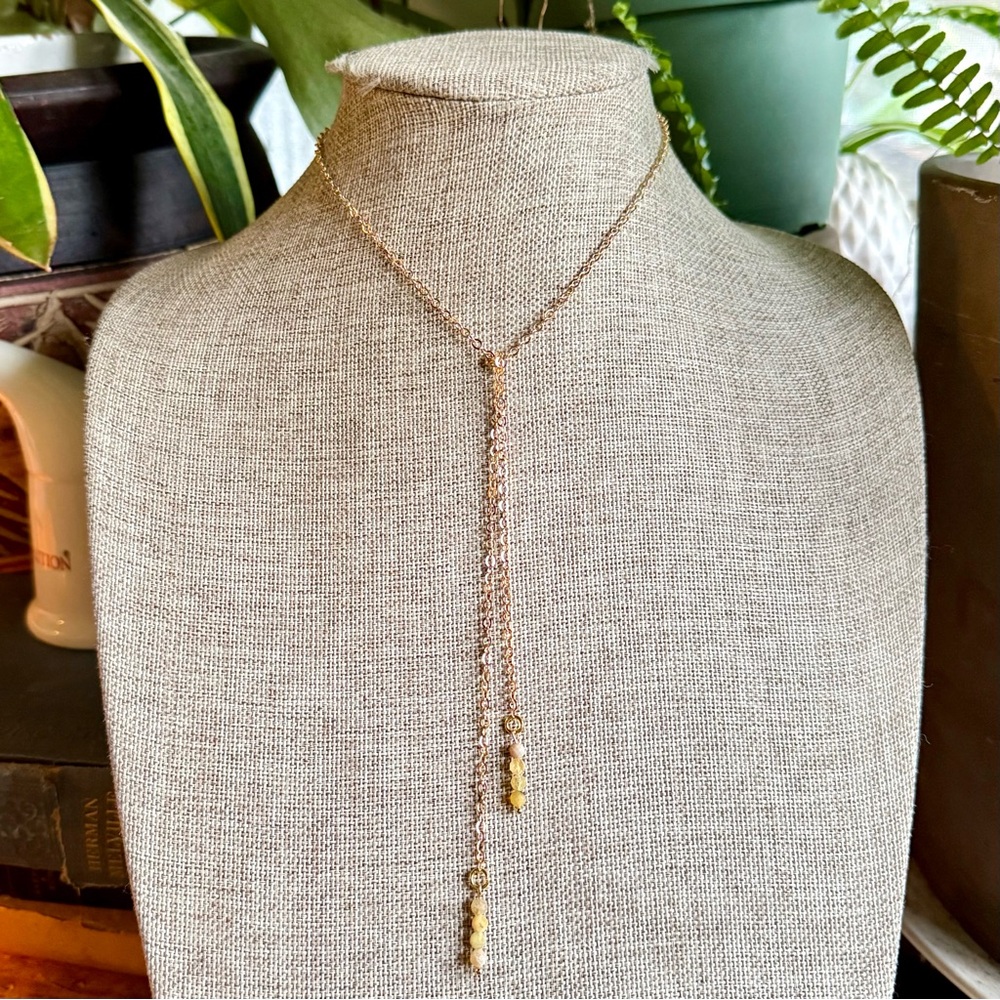 Yellow Agate Lariat Necklace
